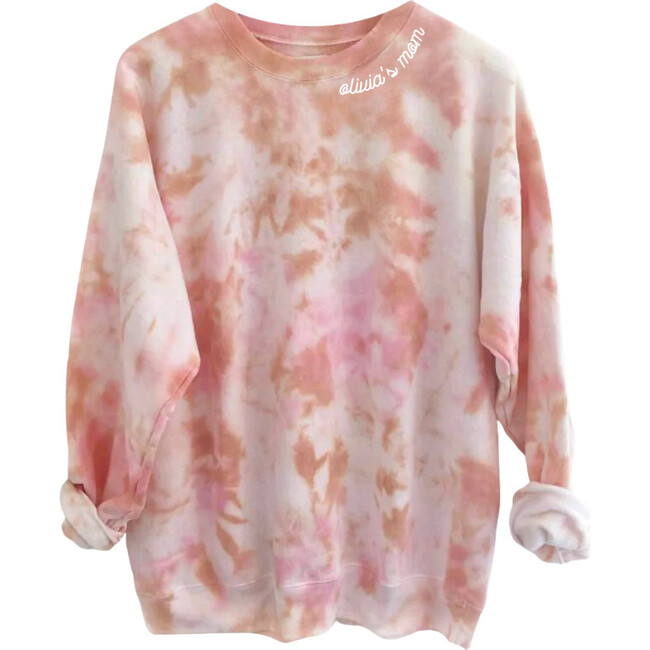Personalized Adult Tie-Dye Sweatshirt, Dustdye Rose Pink/Beige - Sweatshirts - 4