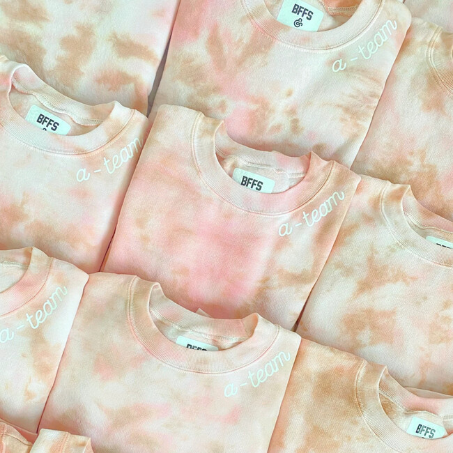 Personalized Adult Tie-Dye Sweatshirt, Dustdye Rose Pink/Beige - Sweatshirts - 6