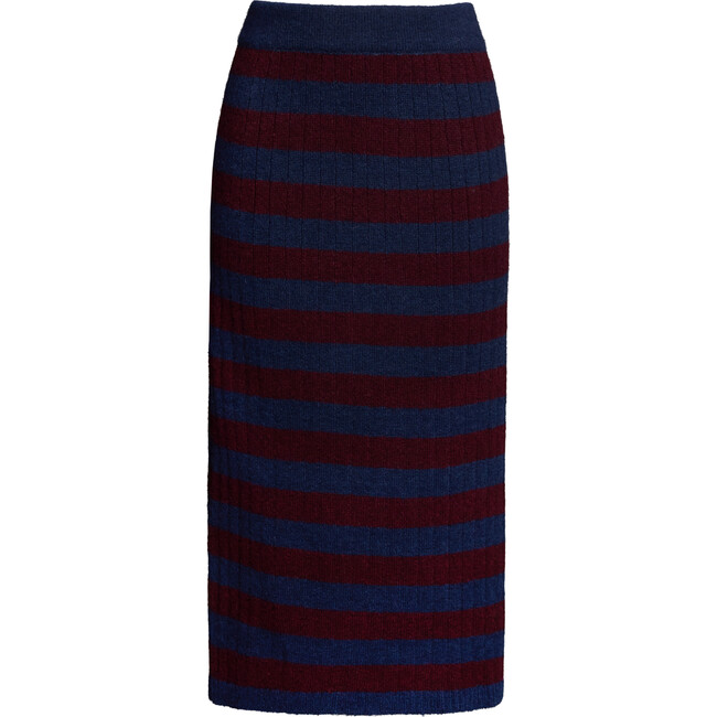Pia Stripe Tube Skirt, Navy/Merlot Stripe