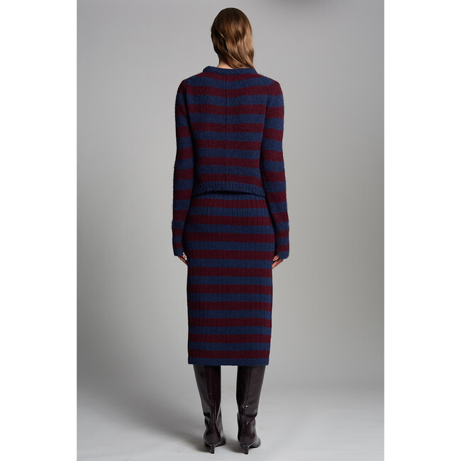 Pia Stripe Tube Skirt, Navy/Merlot Stripe - Skirts - 6