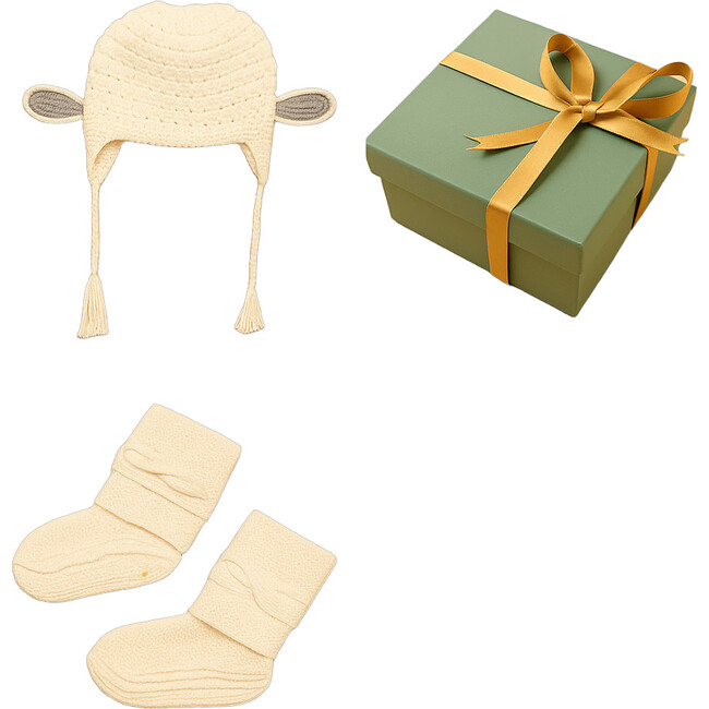 Toddler Cap and Booties Gift Set, White