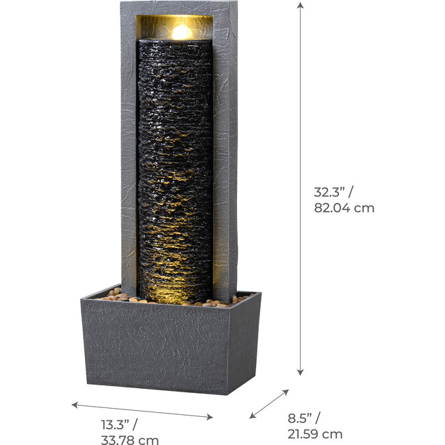 Teamson Home Framed Layered Rock Design Outdoor Water Fountain with Warm Glow Lighting - Fountains - 5