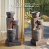 Teamson Home Horizontal Ribbed Pattern Outdoor Water Fountain with Warm Glow Lighting - Fountains - 4