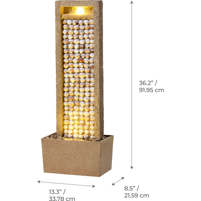 Teamson Home Coastal Seashells Design Outdoor Water Fountain with Warm Glow Lighting - Fountains - 5