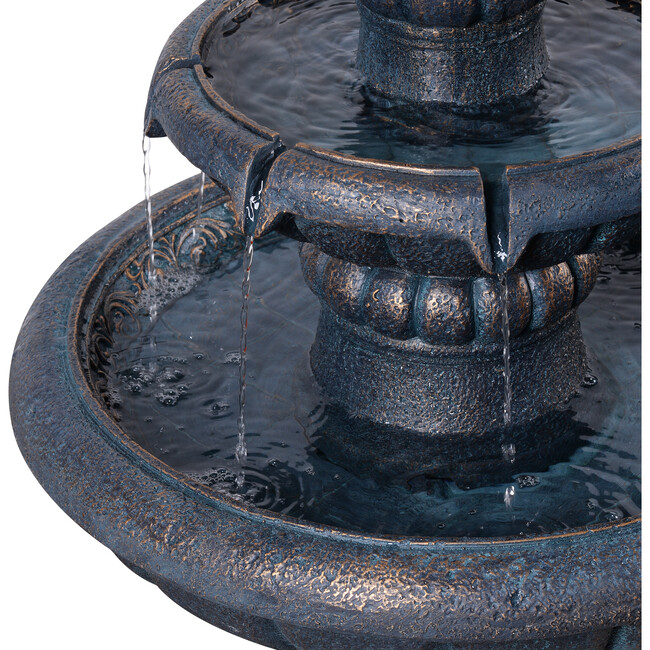 Teamson Home 2-Tier Birdbath Water Fountain Outdoor Garden with Shallow Basin - Fountains - 6
