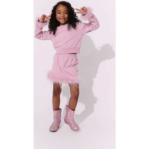 Pink Feather Sweat Suit - Mixed Apparel Set - 2