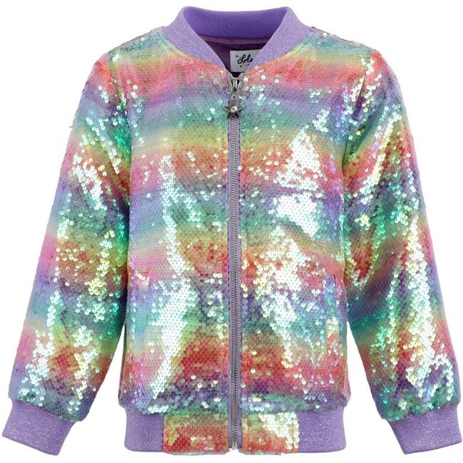 Rainbow Sequin Stripe Bomber