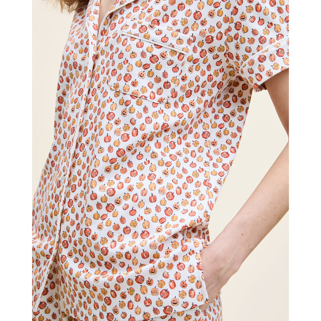 Women's Pima Cotton Short Set, Pumpkin Patch - Pajamas - 3