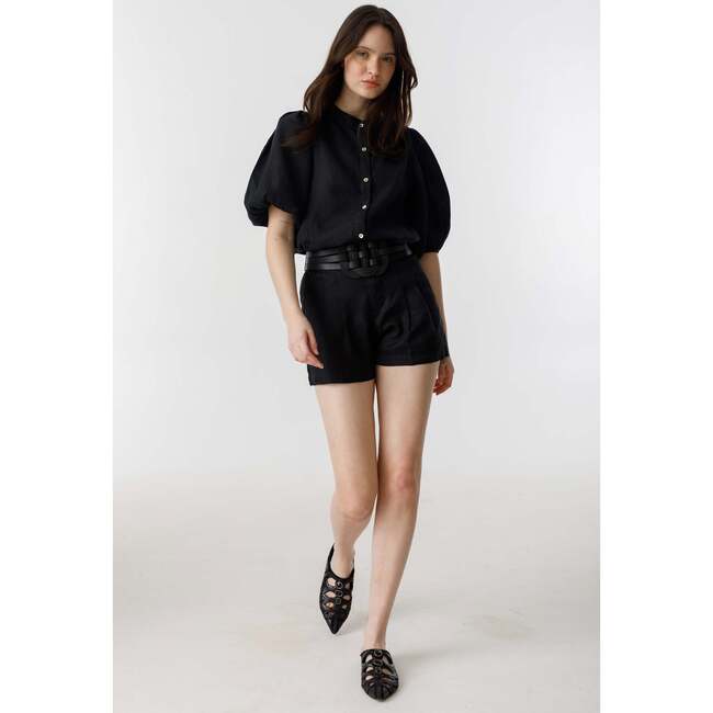Frida Linen Shorts, Black