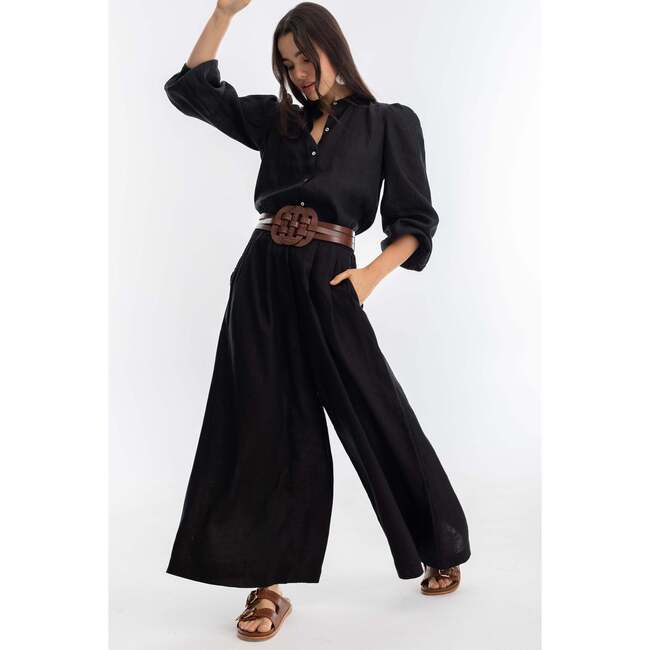 Sabi Linen Pants, Black - Pants - 3