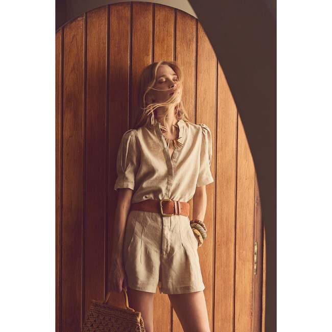 Frida Linen Shorts, Natural - Shorts - 4
