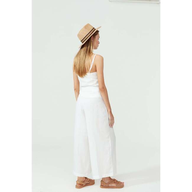 Culotte Linen Pants, White - Pants - 2