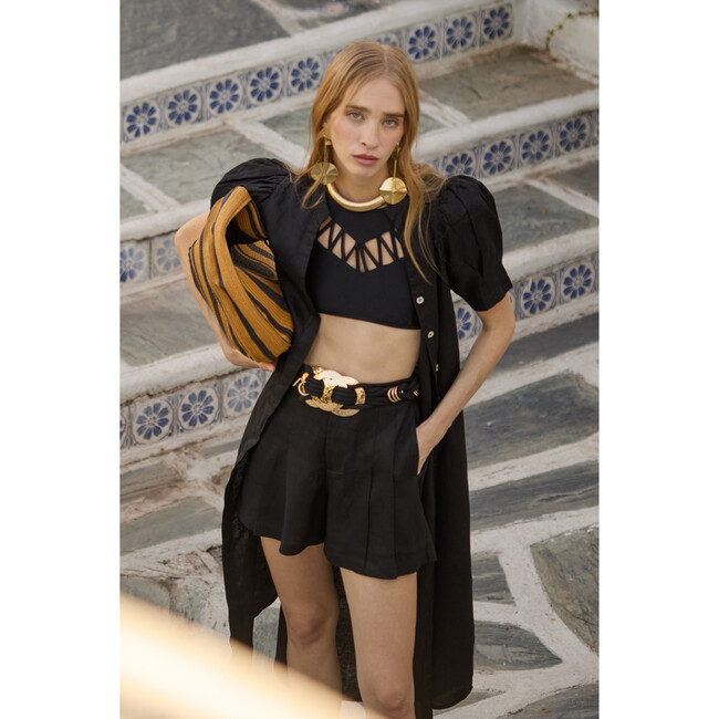 Frida Linen Shorts, Black - Shorts - 3