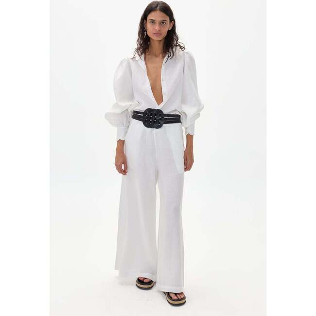 Cape Linen Pants, Off, White