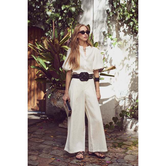 Bubble Linen Shirt, White - Button Downs - 2