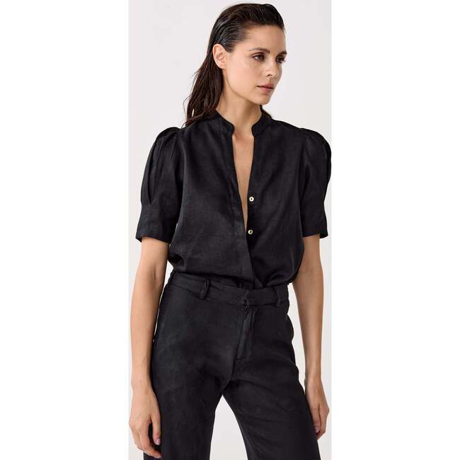 Athina Linen Shirt, Black