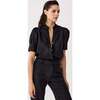 Athina Linen Shirt, Black - Button Downs - 4