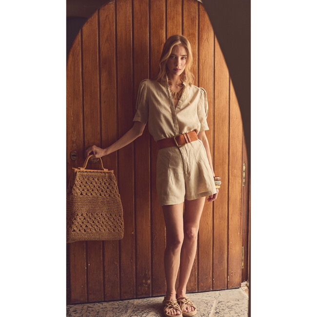 Athina Linen Shirt, Natural - Button Downs - 4