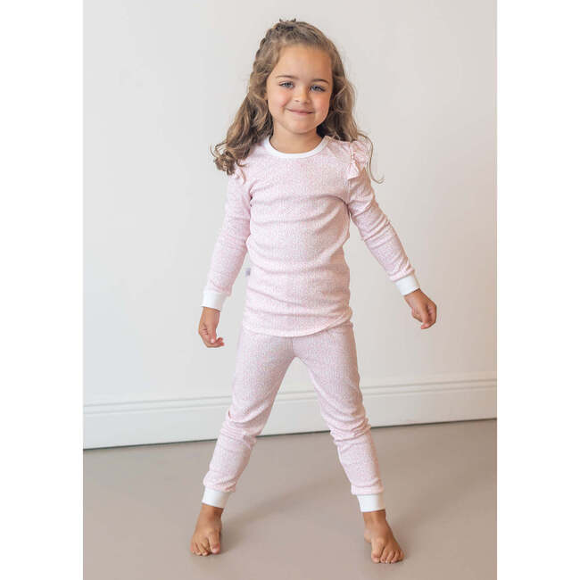 Pink Leaves Long Pajama Set