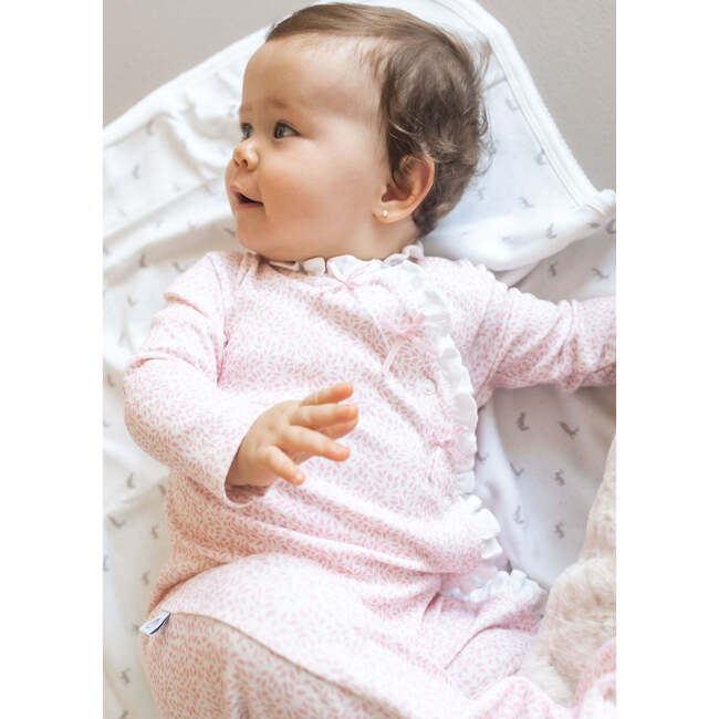 Pink Leaves Baby Pajama - Footie Pajamas - 3