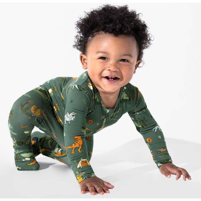 Jurassic Park: Safari Bamboo Convertible Footie, Green - Footie Pajamas - 7