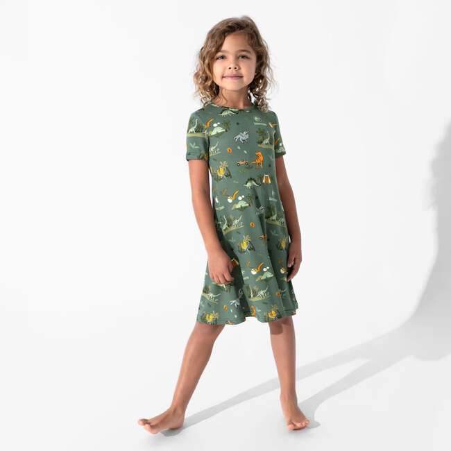 Jurassic Park: Safari Girls' Short Sleeve Dress, Green - Dresses - 7