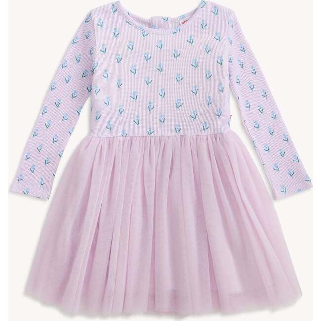 Lavendar Floral Waffle Longsleeve Dress
