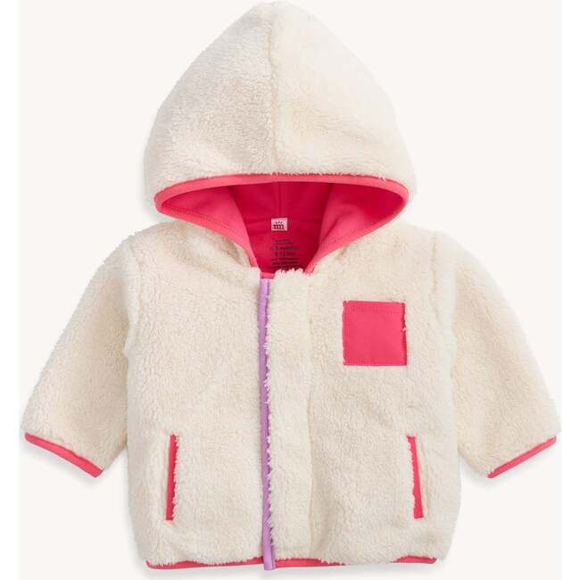Gentle Cream Sherpa Girl Jacket W/ Stripe Rib