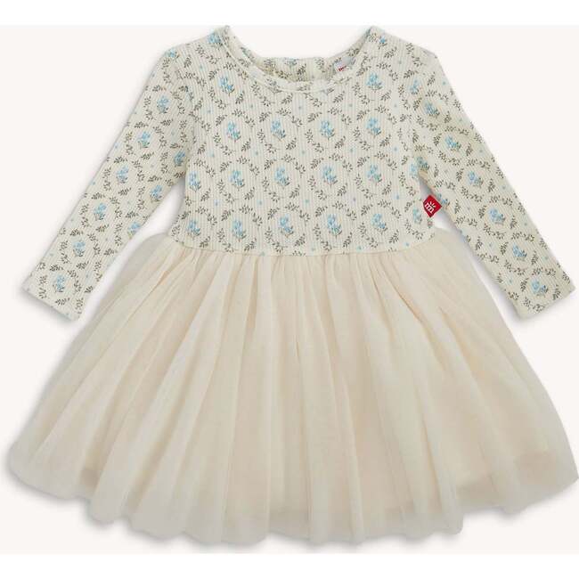 Eloise Waffle L/S Bs Dress W/ Tulle Skirt