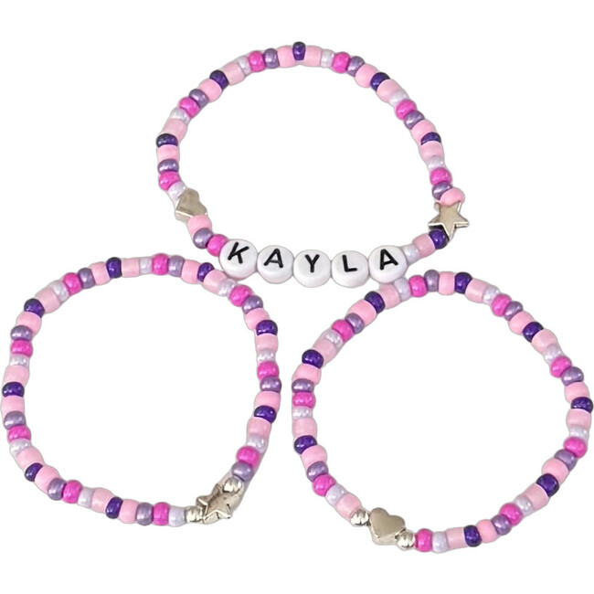 Kayla Bracelet Set, Pink - Bracelets - 2