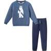 Kids Sweater & Twill Jogger Set, Navy Polar Bear - Mixed Apparel Set - 1 - thumbnail