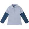 Kids Two-Fer Waffle Polo, Light Blue Nep - T-Shirts - 1 - thumbnail