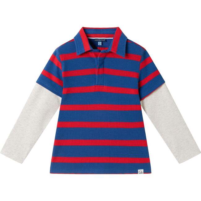 Kids Two-Fer Waffle Polo, Rugby Striped
