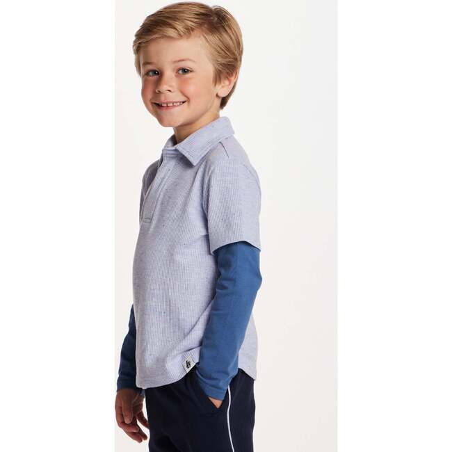 Kids Two-Fer Waffle Polo, Light Blue Nep - T-Shirts - 3