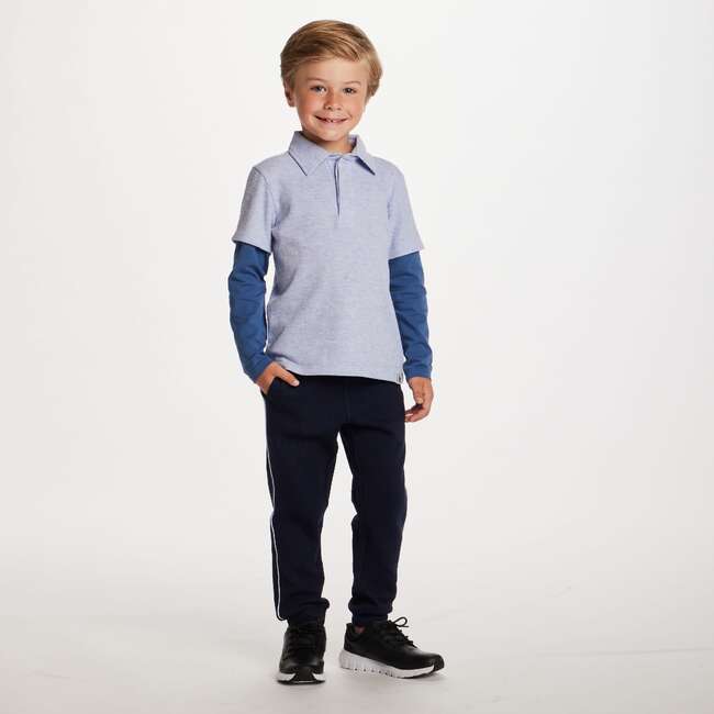 Kids Two-Fer Waffle Polo, Light Blue Nep - T-Shirts - 4