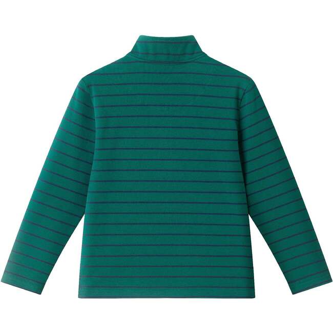 Kids Quarter-Zip Stripe Pullover, Green Stripe - Sweatshirts - 4