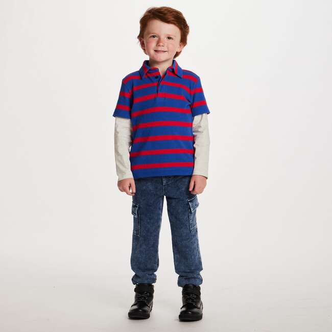 Kids Two-Fer Waffle Polo, Rugby Striped - T-Shirts - 3