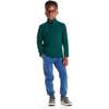 Kids Quarter-Zip Stripe Pullover, Green Stripe - Sweatshirts - 5