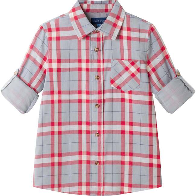 Kids Plaid Flannel Buttondown, Red Plaid
