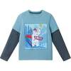 Kids Long Sleeve Two-Fer Graphic Tee, Blue Bear - T-Shirts - 1 - thumbnail