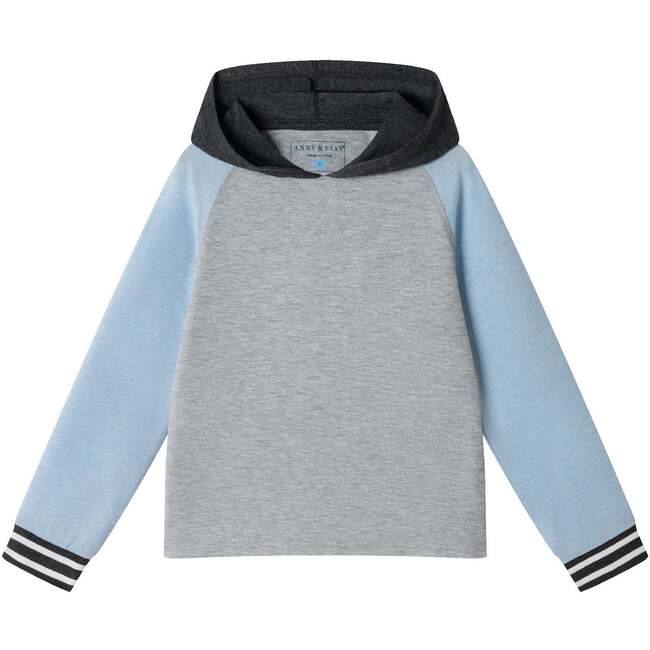 Kids Lightweight Raglan Hoodie Tee, Light Blue