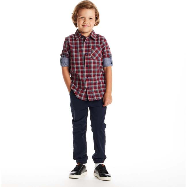 Kids Plaid Double-Facing Buttondown, Red Plaid - Button Downs - 3