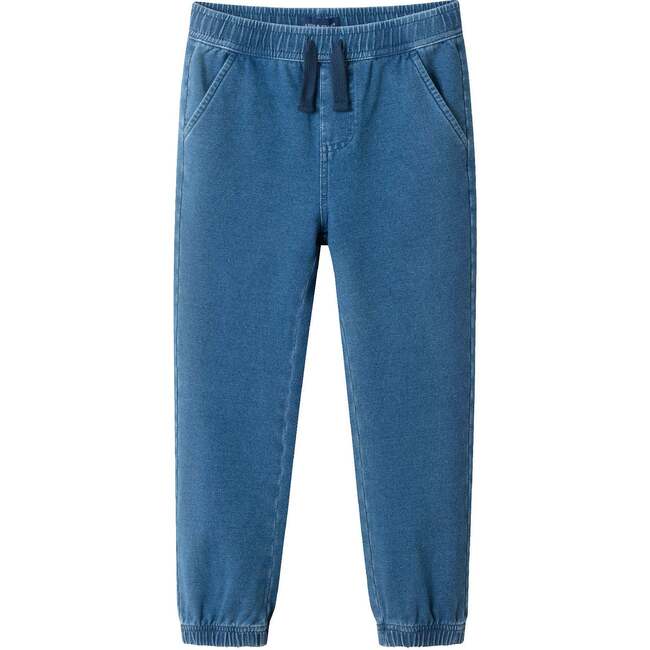 Kids Knit Denim Jogger, Medium Blue - Pants - 1