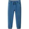 Kids Knit Denim Jogger, Medium Blue - Pants - 1 - thumbnail