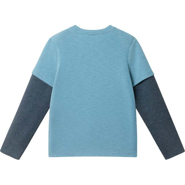 Kids Long Sleeve Two-Fer Graphic Tee, Blue Bear - T-Shirts - 4