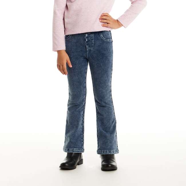 Kids Knit Denim Pants, Mid Wash - Pants - 2