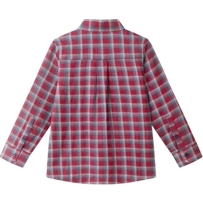Kids Plaid Double-Facing Buttondown, Red Plaid - Button Downs - 5