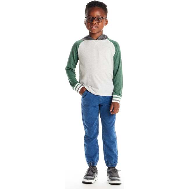 Kids Lightweight Raglan Hoodie Tee, Green - T-Shirts - 3