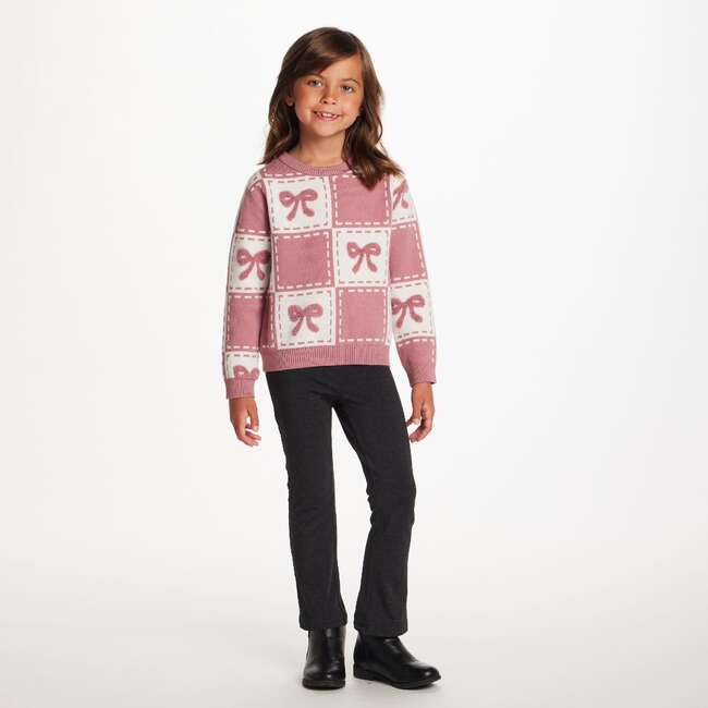 Kids Chenille Sweater & Jegging Set, Pink Bows - Mixed Apparel Set - 2