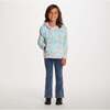 Kids Floral Plush Hoodie, Aqua - Sweatshirts - 2